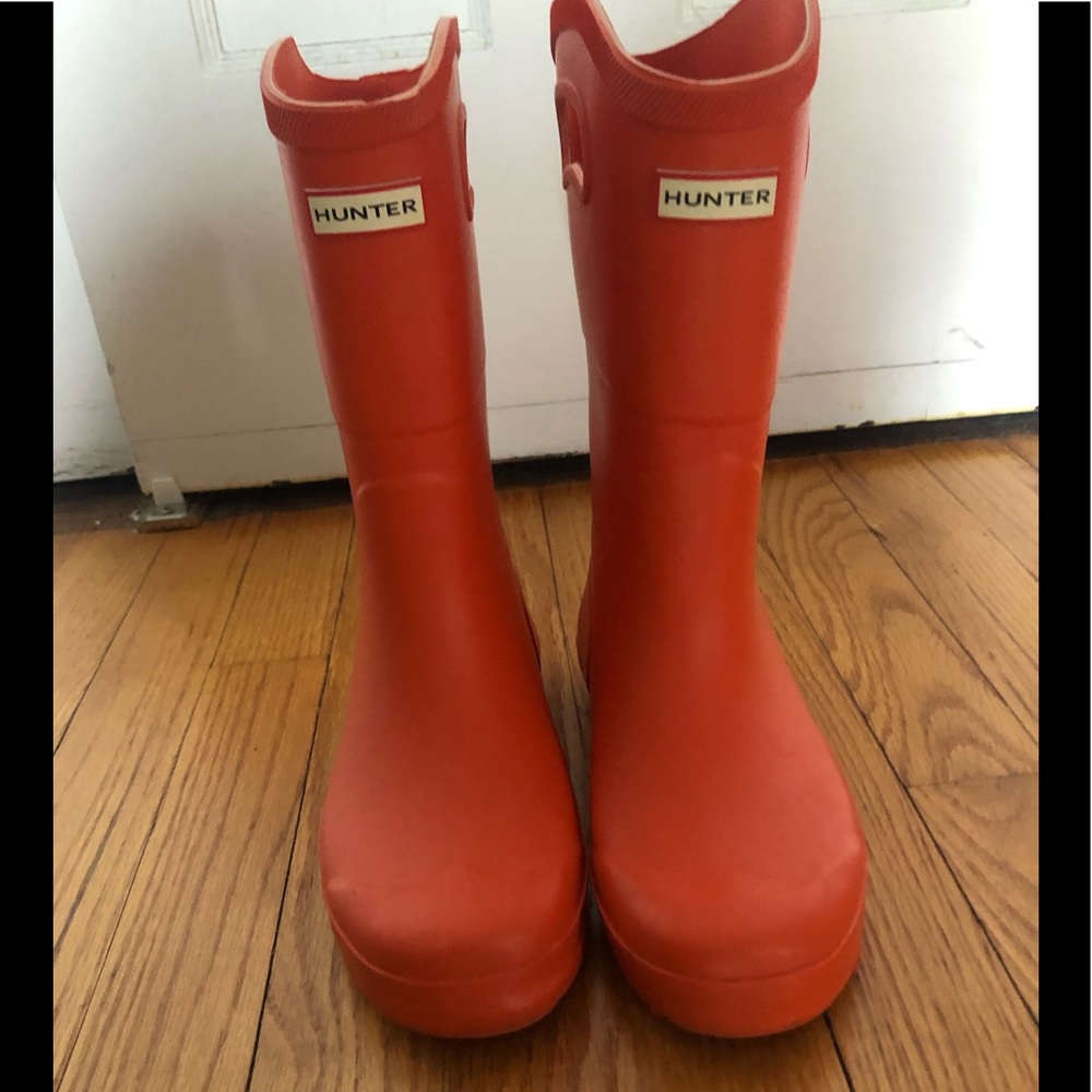Orange Hunter Boots Size 4